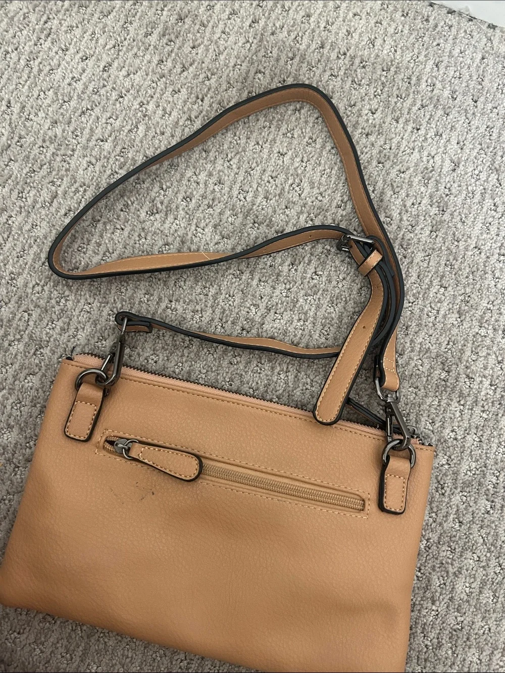 Tan Studded Leather Wristlet Clutch